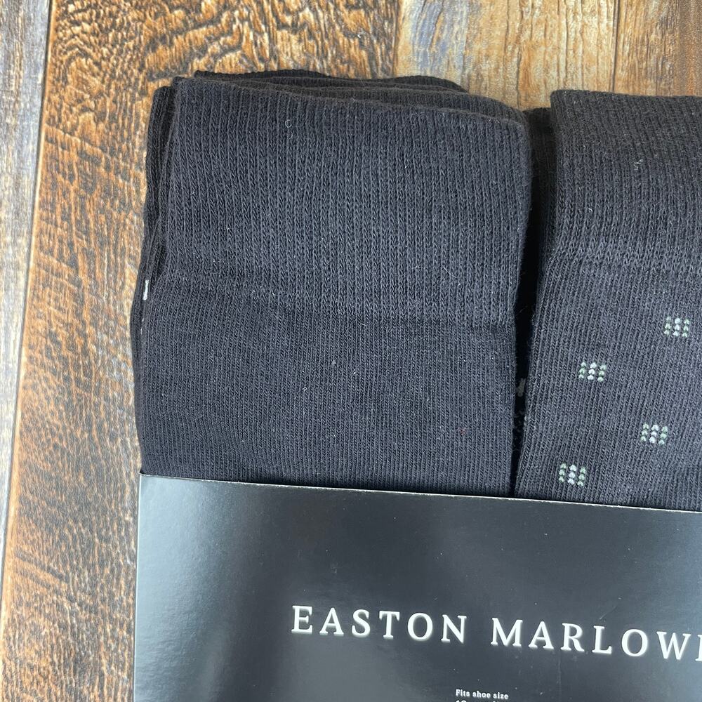 EASTON MARLOWE Men's Shoe Size 10-13 Black White Cotton Polyamide Elastane 6PK - Picture 2 of 11